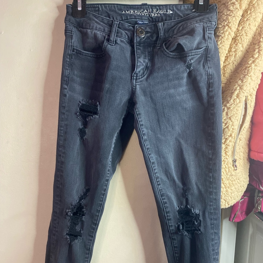 American eagle black ripped jeans